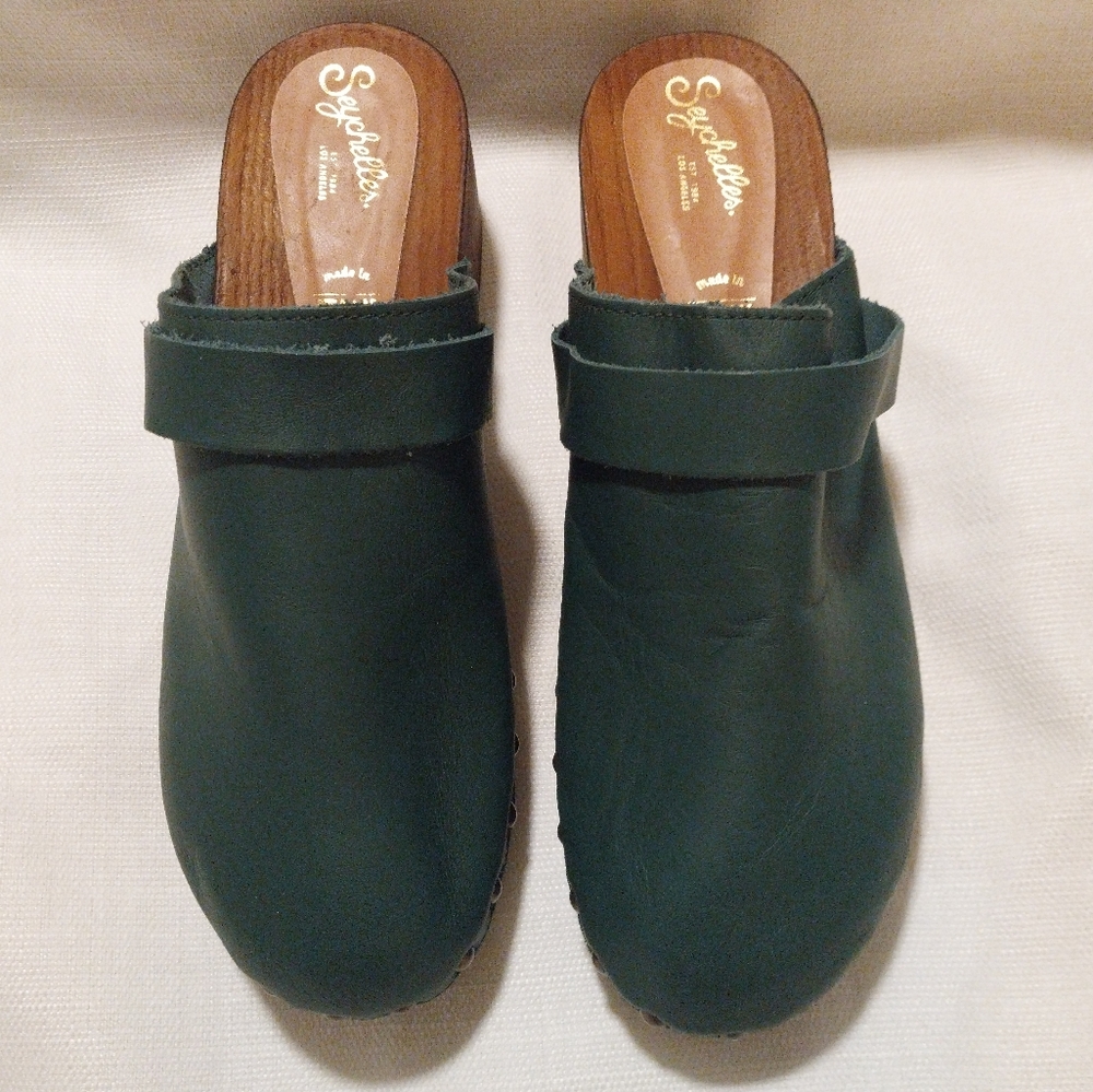 Seychelles Teal Leather Loud and Clear Studded Clog NWOB - Picture 5 of 9